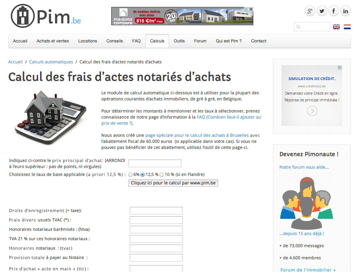 Nouvelle calculatrice de frais immobiliers refondue avec WordPress