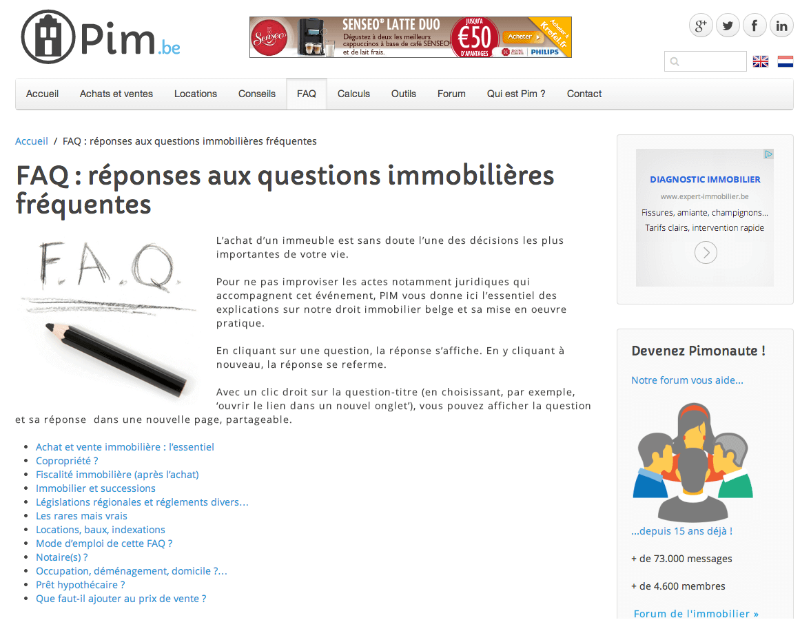 Nouvelle FAQ immobilière refondue avec WordPress