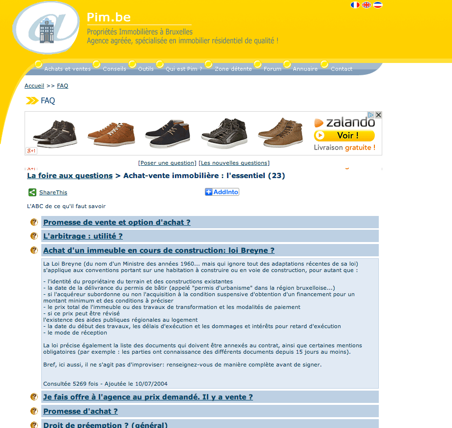 Ancienne réponse à la FAQ immobilière