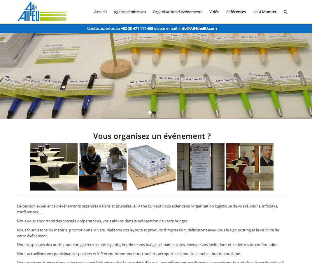 Nouvelle page d'organisation d'événements refondue