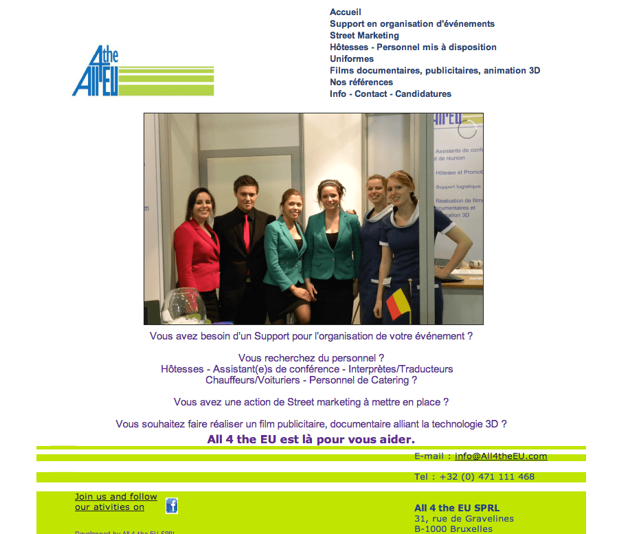Ancienne page d'accueil du site All4theEU que nous avons refondu