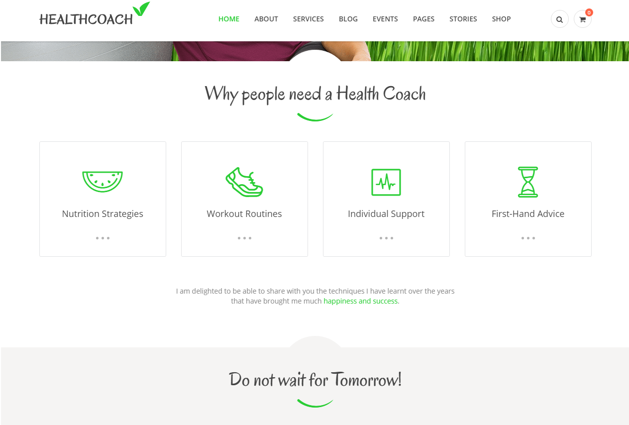 Health Coach le quatrième meilleur thème WordPress pour le coaching
